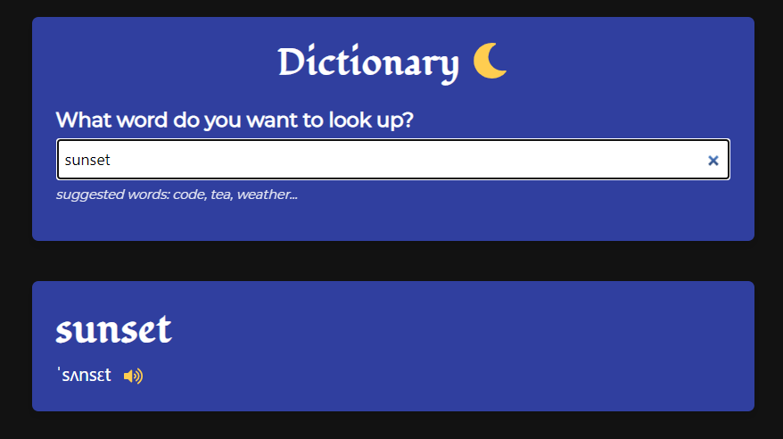 Dictionary app preview