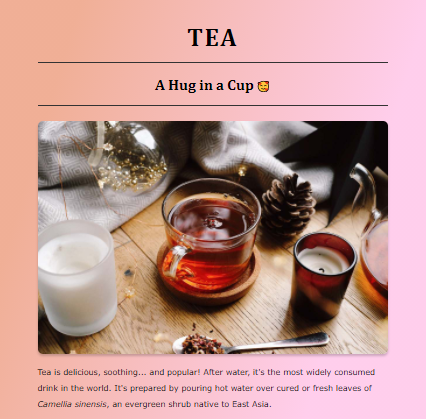 Tea landing page preview